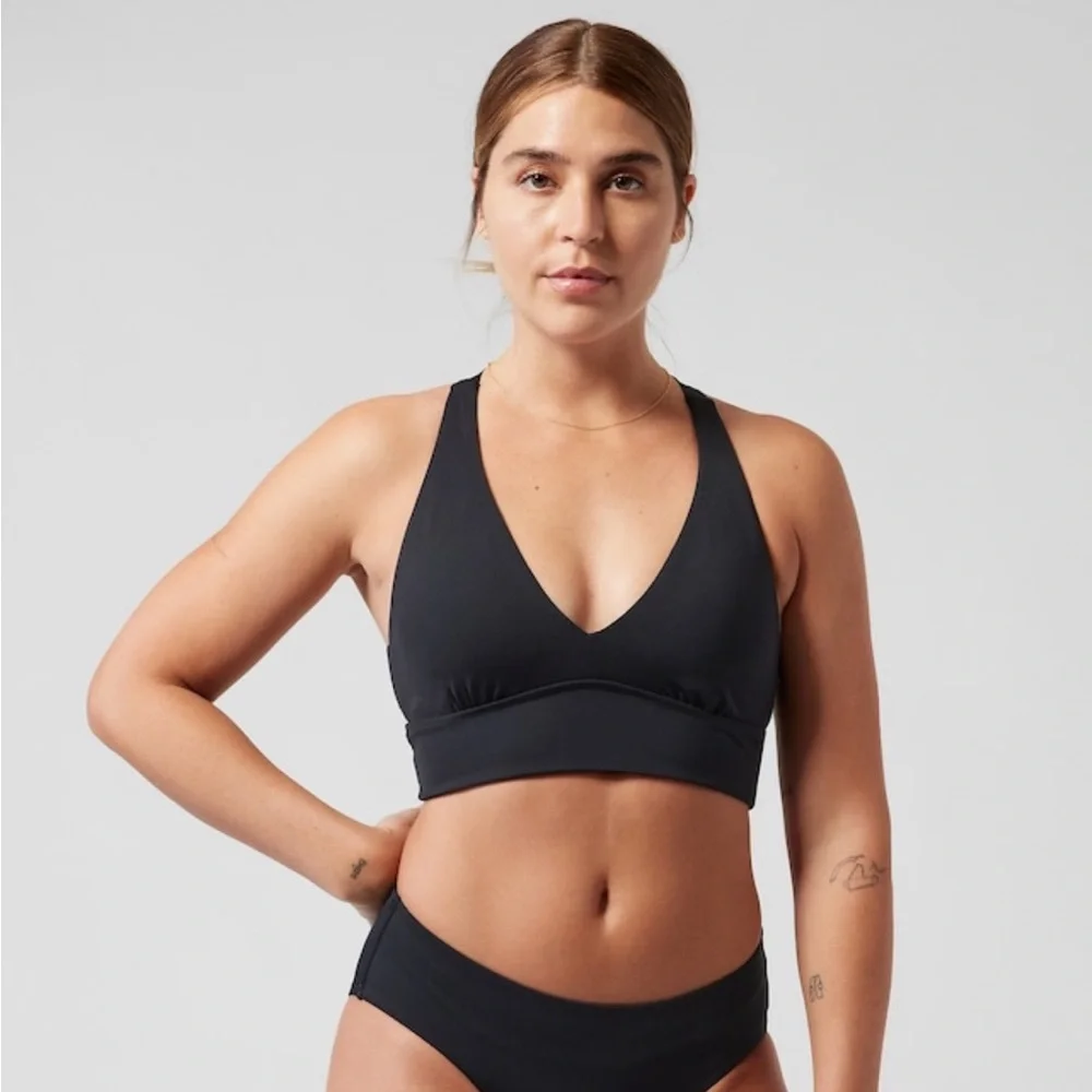 NWT ATHLETA Black Plunge Bikini Swim Top Small D-DD - Picture 3 of 4